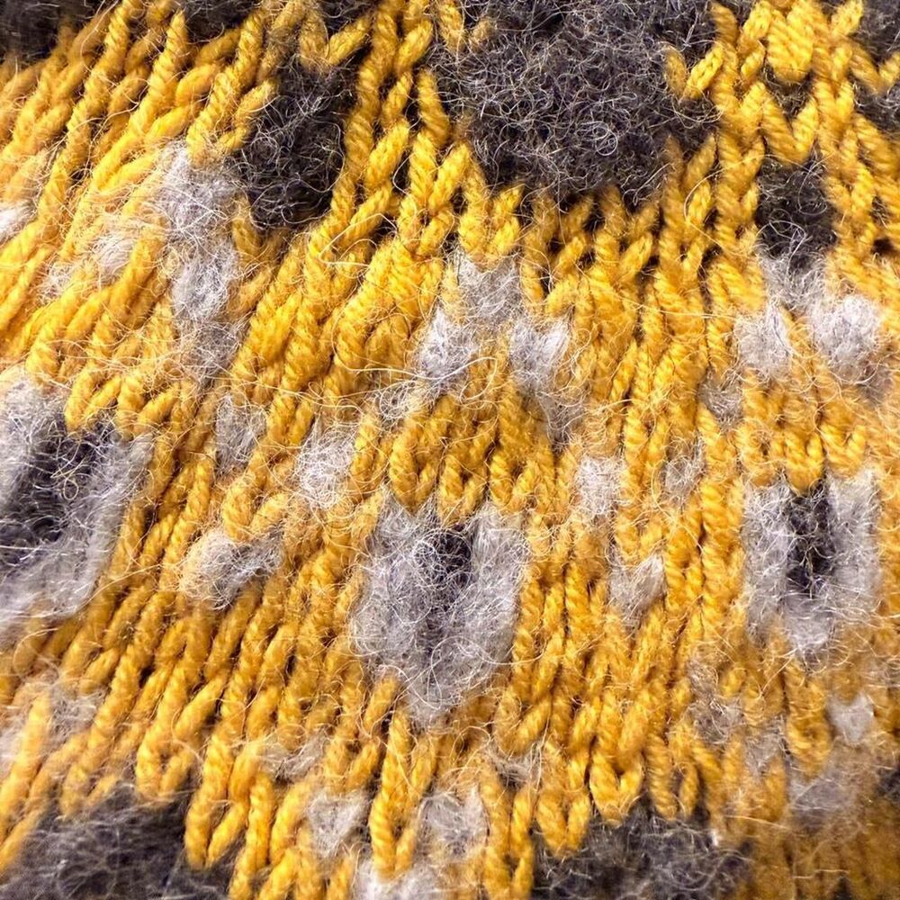 Banana Republic Alpaca Wool Fair Isle Funnel Neck Sweater Large Gray Gold - Picture 6 of 6